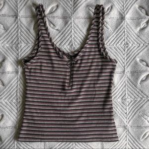 zip striped tank top